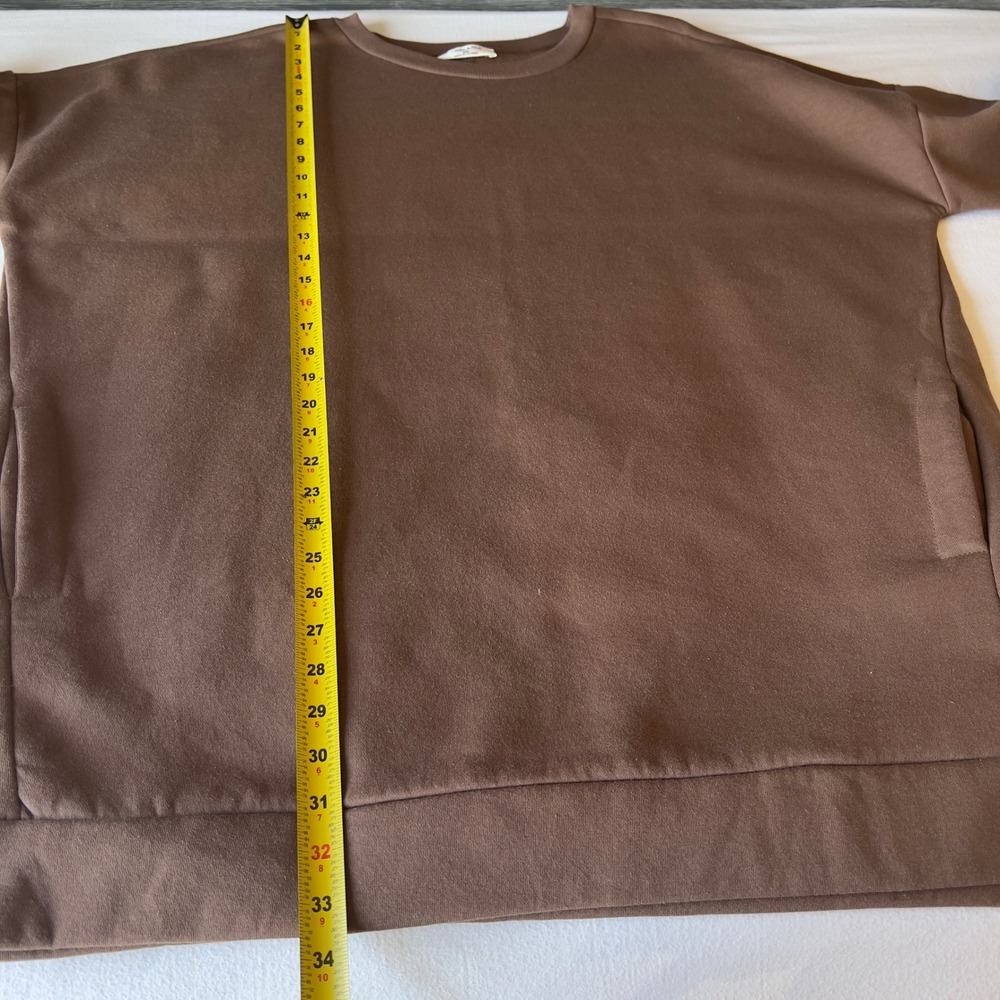 Zenana Womens 2X Brown Oversized Fleece Pockets Sweatshirt OT-2921XBA - Picture 8 of 10